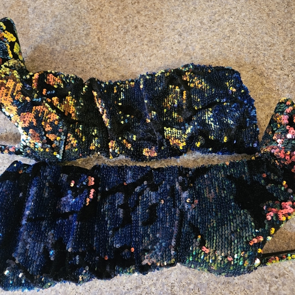 Sequin & Velvet Covered Stiletto Calf Boots NWT - Colorful NWT Size 6 - Picture 3 of 9